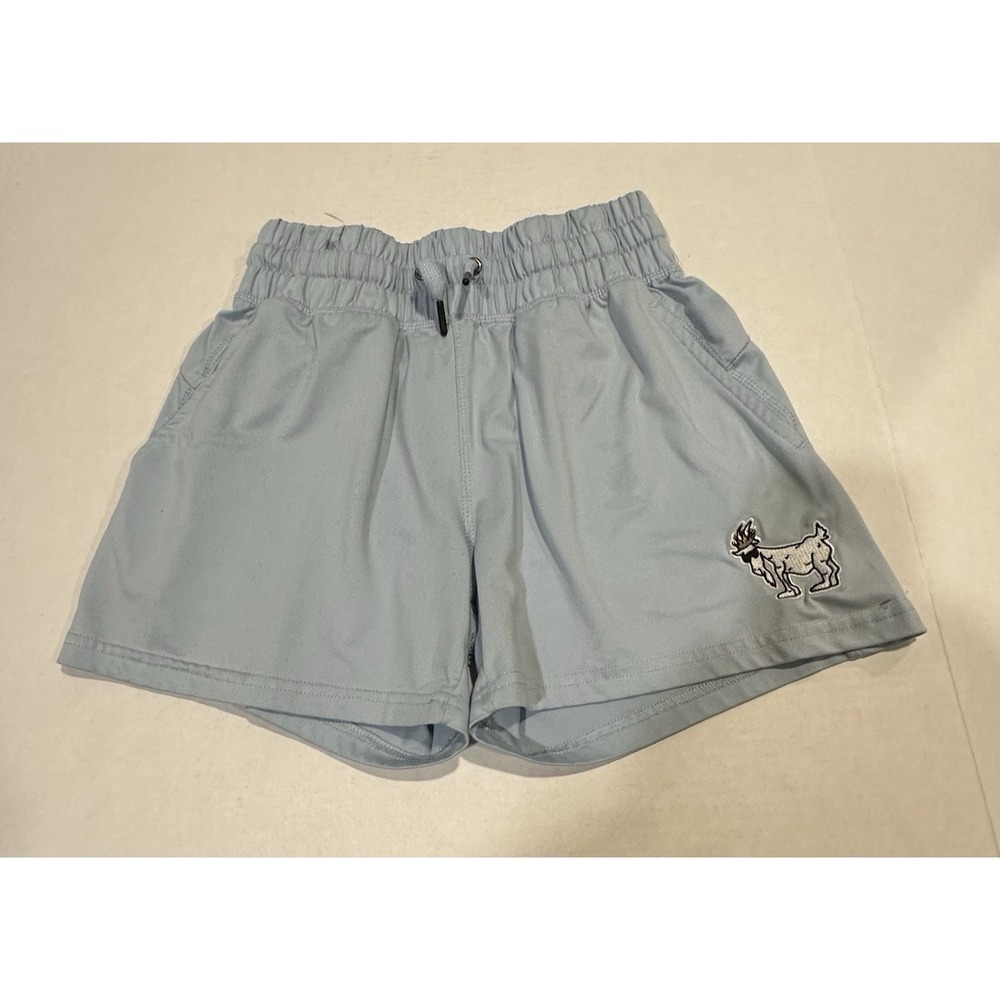 GOAT USA Shorts Embroidered Leg Light Blue Drawstring Elastic 22 In. Waist Boys
